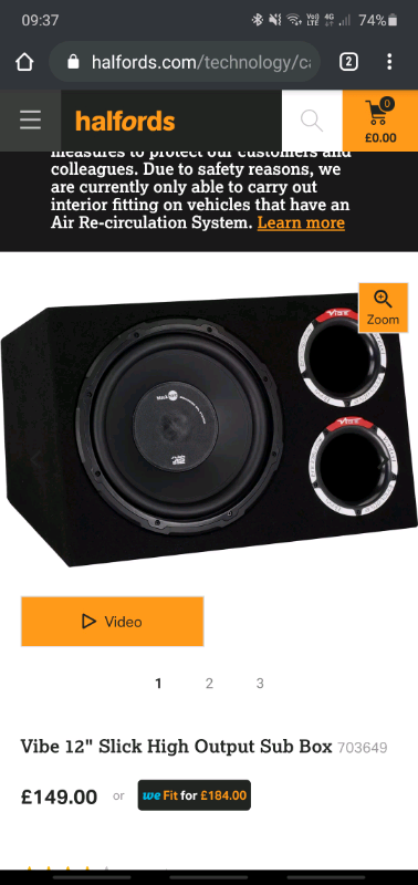 halfords subwoofer